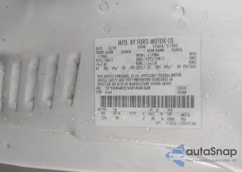 2010 Ford Ranger Sport/Xlt z USA, uszkodzony, nr VIN 1FTKR4EE3APA06328